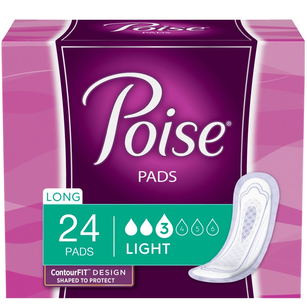 Poise Fresh Protection Long Length Light Pads, Women (9.6 oz, 24 ct)