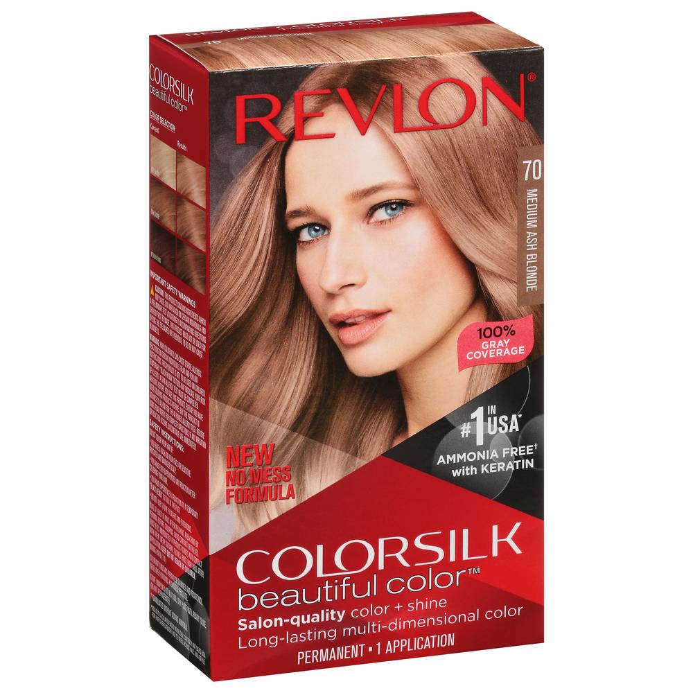 Revlon Beautiful Color Colorsilk Permanent Hair Color, 70 Medium Ash Blonde (4.4 fl oz)