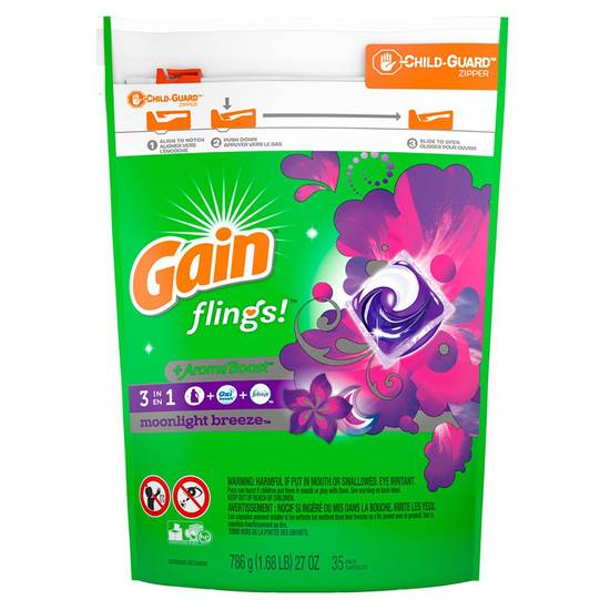 Gain flings! Moonlight Breeze Aroma Boosting Laundry Detergent Pacs 35ct