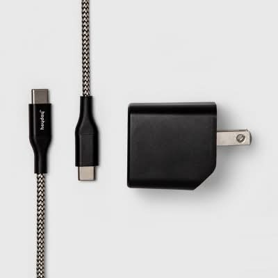 Heyday Two Port Wall Charger With Braided Cable, Matte Black