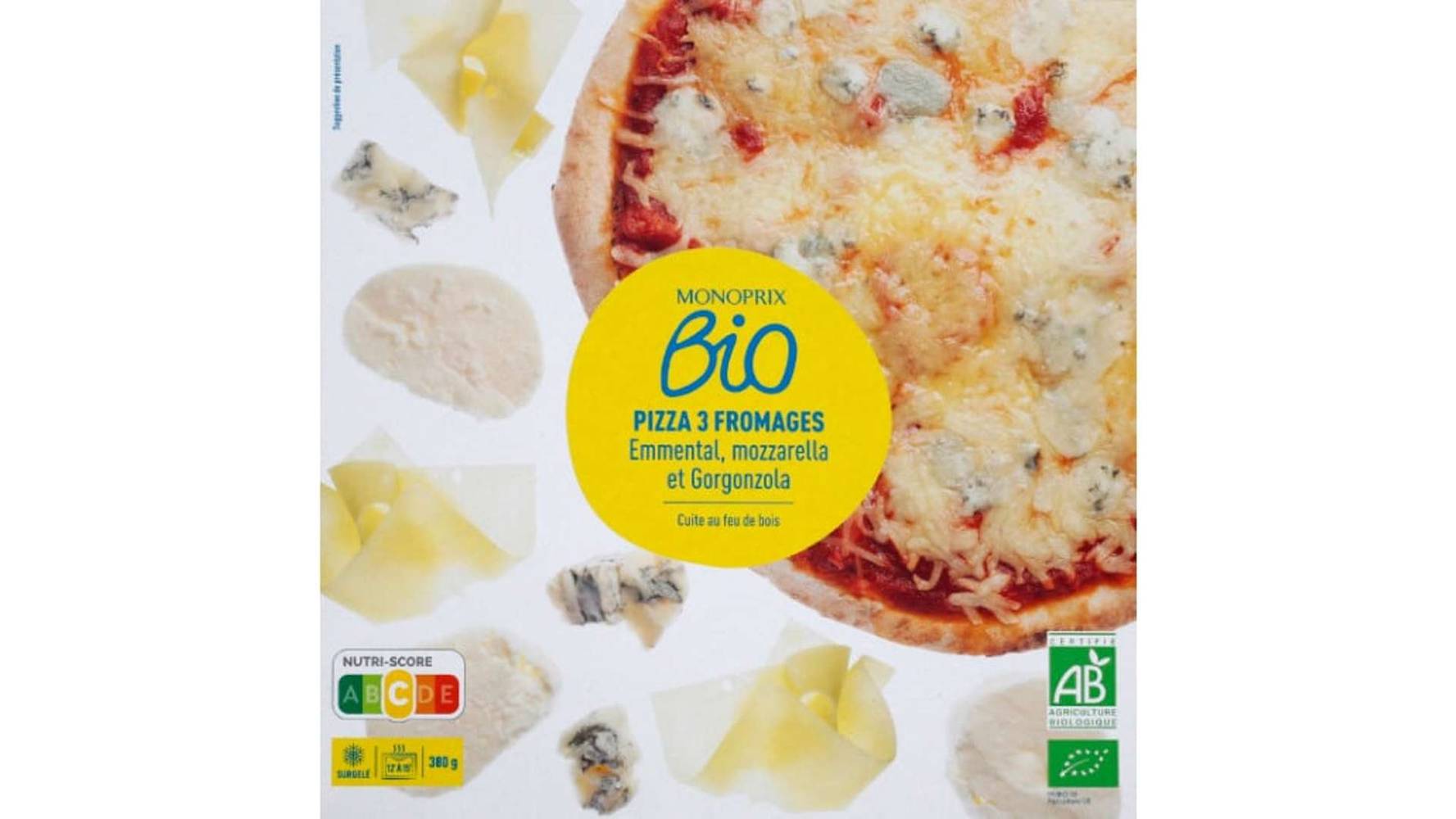 Monoprix - Pizza aux 3 fromages bio (380g)