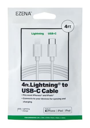 Lightning® To USB-C Cable 48in White