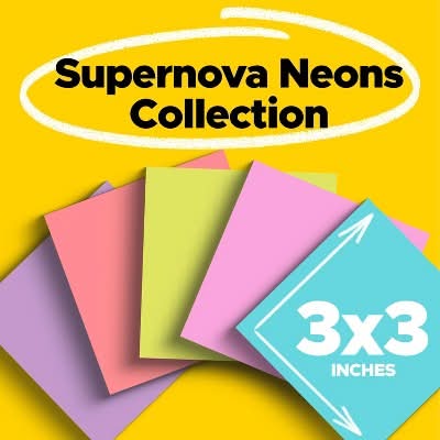 Post-It Super Sticky Notes, 3 in x 3 in, Assorted (6 ct)