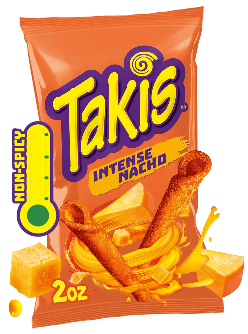 Takis Intense Nacho Cheese Flavored Non-Spicy Cheesy Rolled Tortilla Chips, Intense Nacho (2 oz)