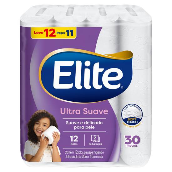 Elite papel higiênico folha dupla dualette (12 rolos)