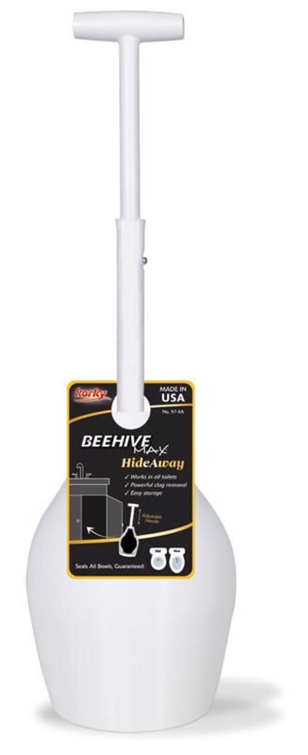 Korky Beehive Max Hideaway Toilet Plunger With Holder 16 In. L X 6 In. D