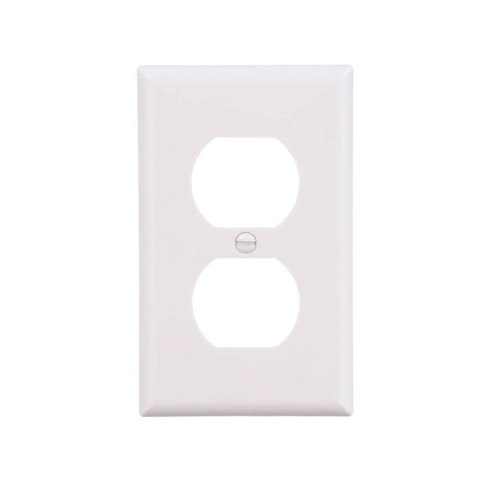 Eaton 1-Gang Standard Size White Thermoplastic Indoor Duplex Wall Plate | 2132W-F-LW