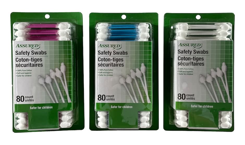 Assured 100% Pure Cotton Safety Swabs, Assorted (3 x 80 ct)