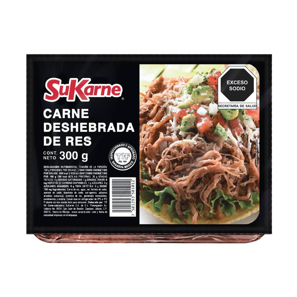 SuKarne · Carne de res deshebrada lista para comer (300 g)