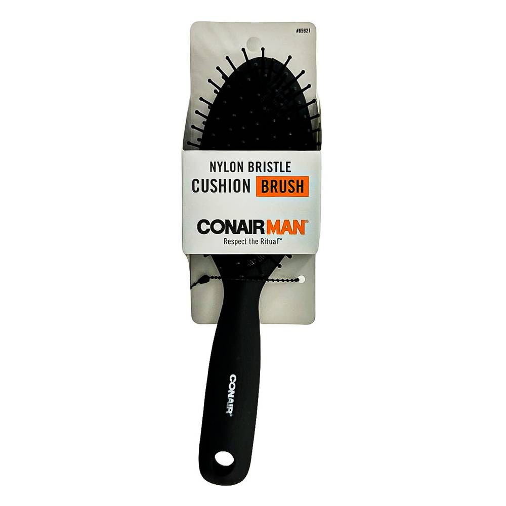 Conair for Men Nylon Bristle Cushion Black Hair Brush