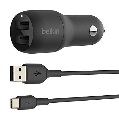 Belkin BOOST CHARGE USB-A Car Charger, 24W, Black (CCE001BT1MBK)