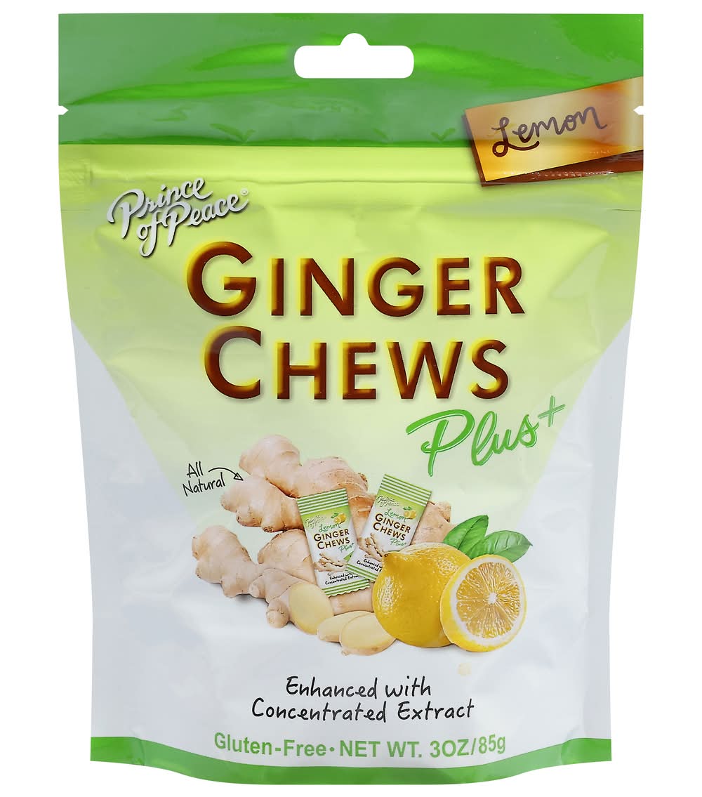 Prince of Peace Ginger Chew Digestive Aid Relief Healthy Candy Stomach Aid, Lemon (3 oz)