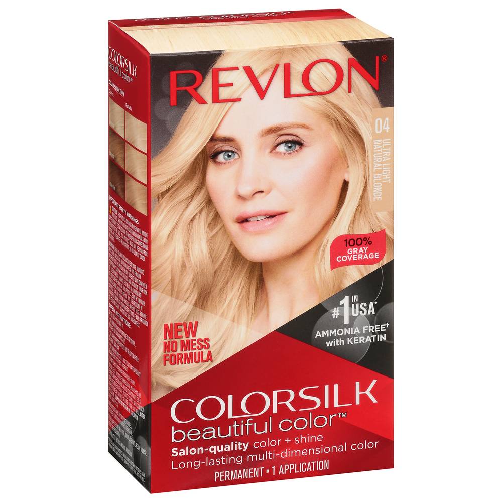 Revlon Colorsilk Beautiful Permanent Hair Color, 04 Ultra Light Natural Blonde (4.4 fl oz)