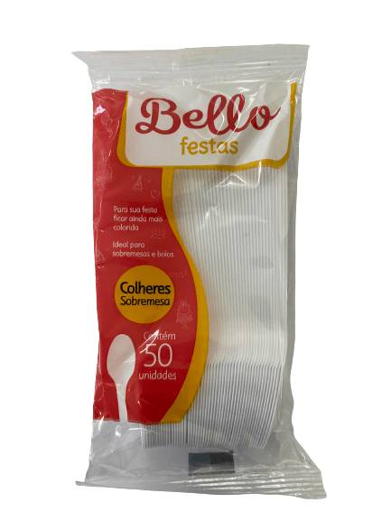 Bellocopo colher descartável branca para sobremesa (50 unidades)