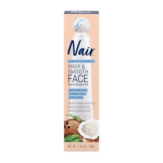 Nair Prep & Smooth Face Hair Remover, Soothing Coconut Milk & Collagen