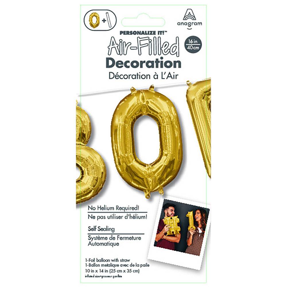 Anagram Air- Filled Decoration Balloon Number "0" (gold)