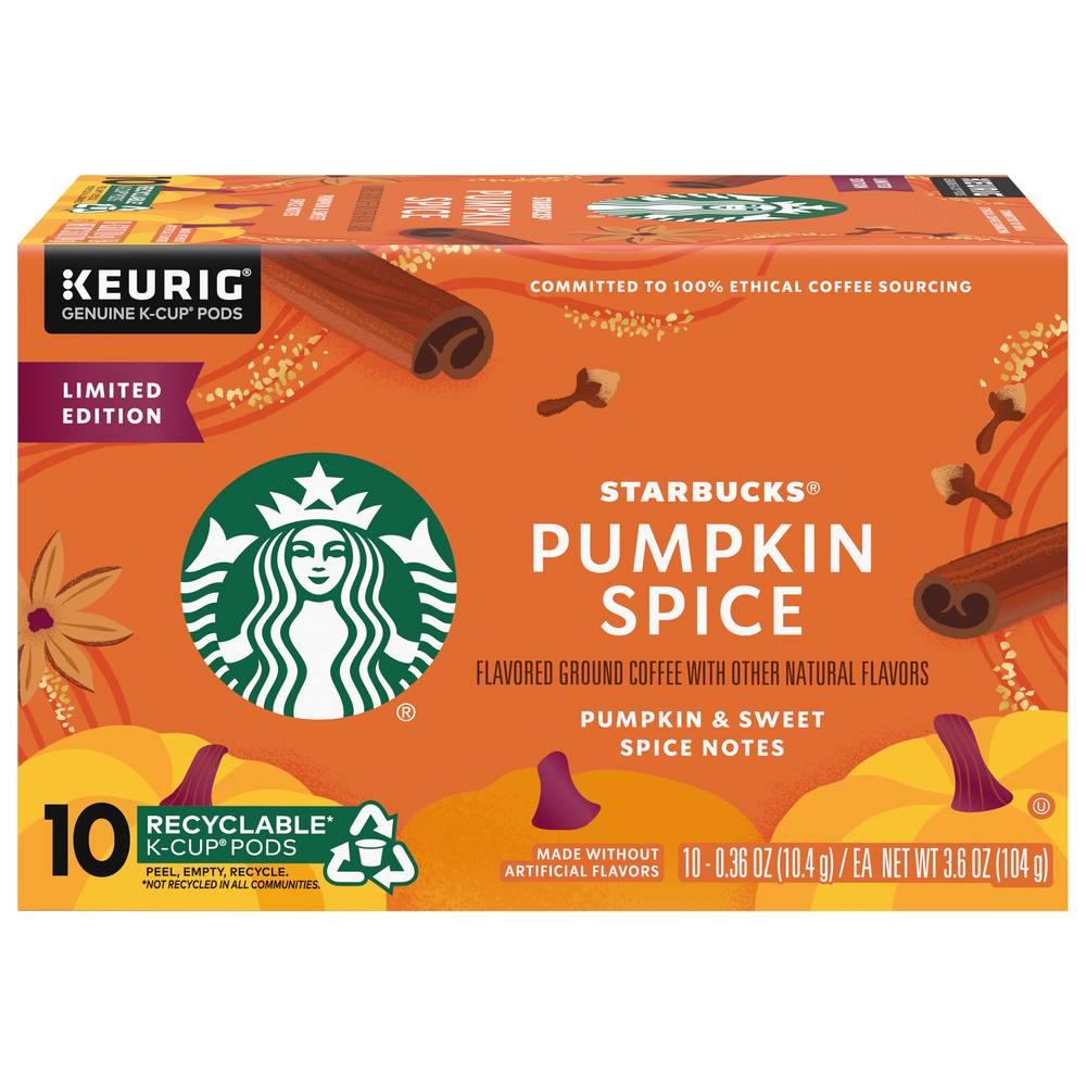 Starbucks Pumpkin Spice Flavored Coffee K-Cups (3.7 oz, 10 ct)