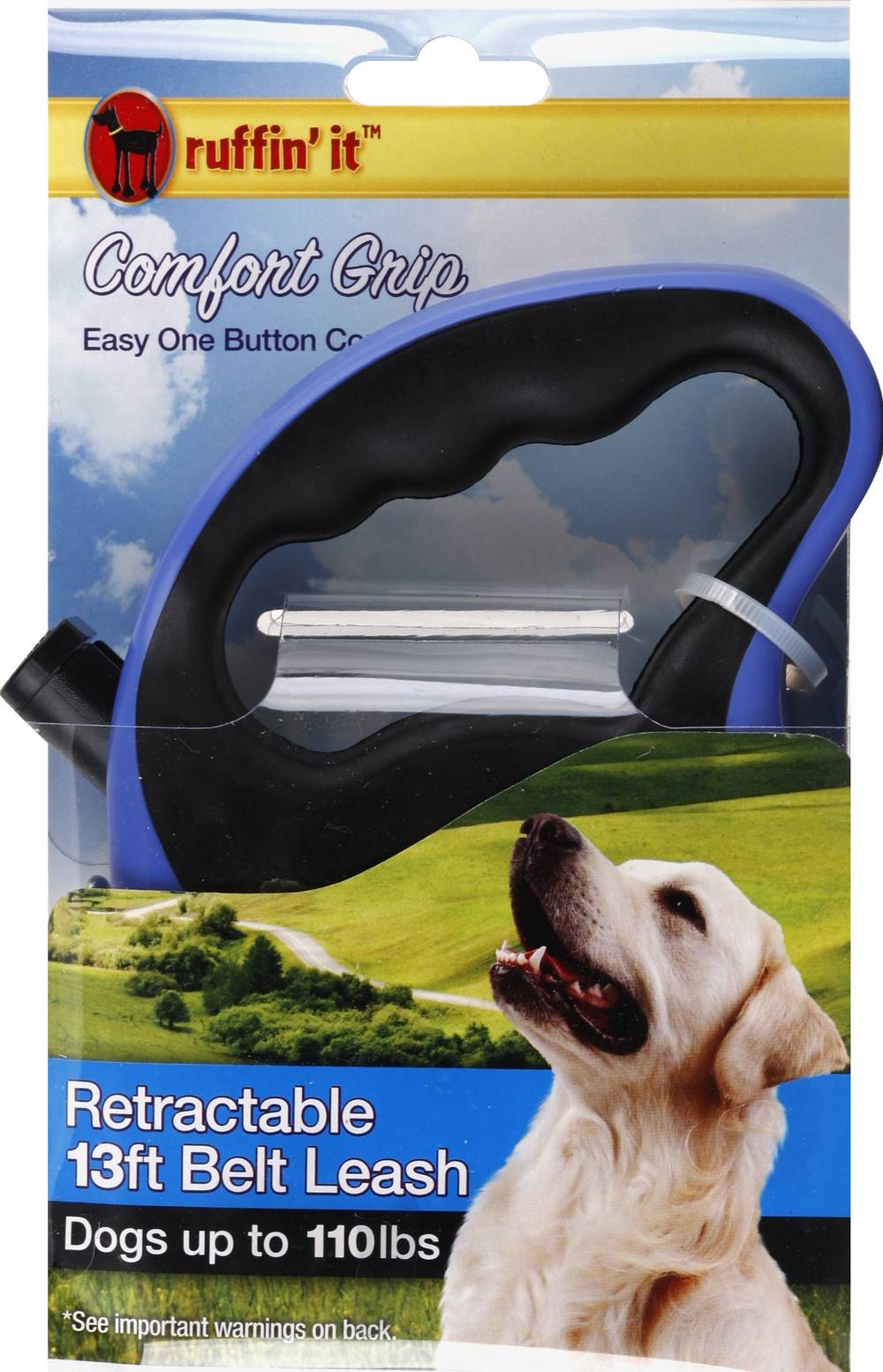 Ruffin' It Comfort Grip Leash, Black-Blue
