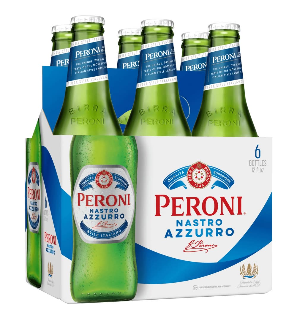 Peroni Nastro Azzurro Italian Style Lager Beer (6 x 12 fl oz)