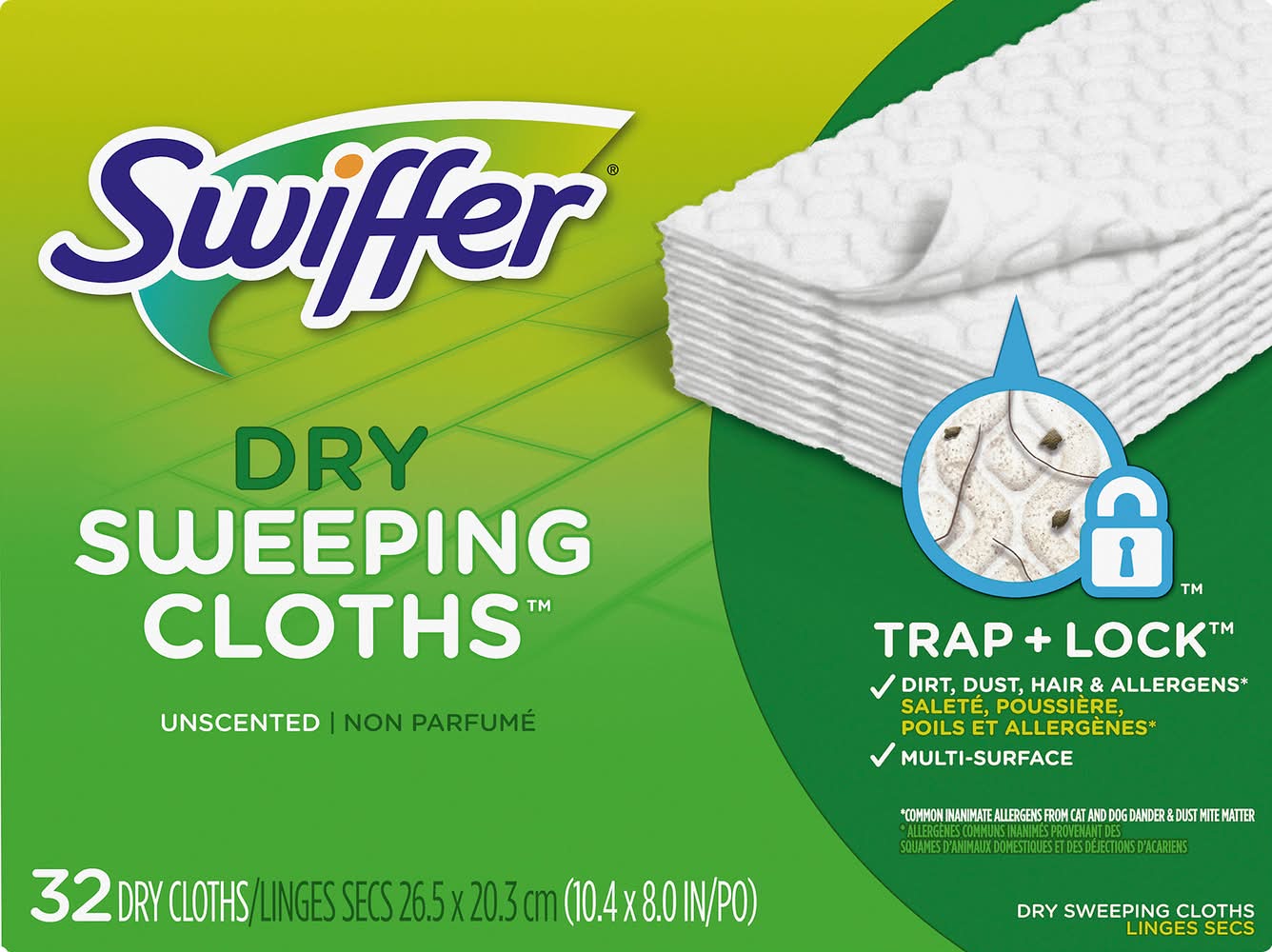 Swiffer Unscented Dry Sweeping Cloths Refills, 10.4x8 in (32 ct)
