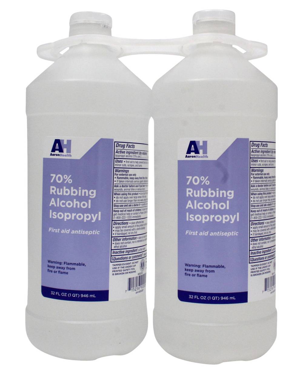 Aaron Health 70% Rubbing Alcohol Isopropyl First Aid Antiseptic (64 fl oz, 2 ct)