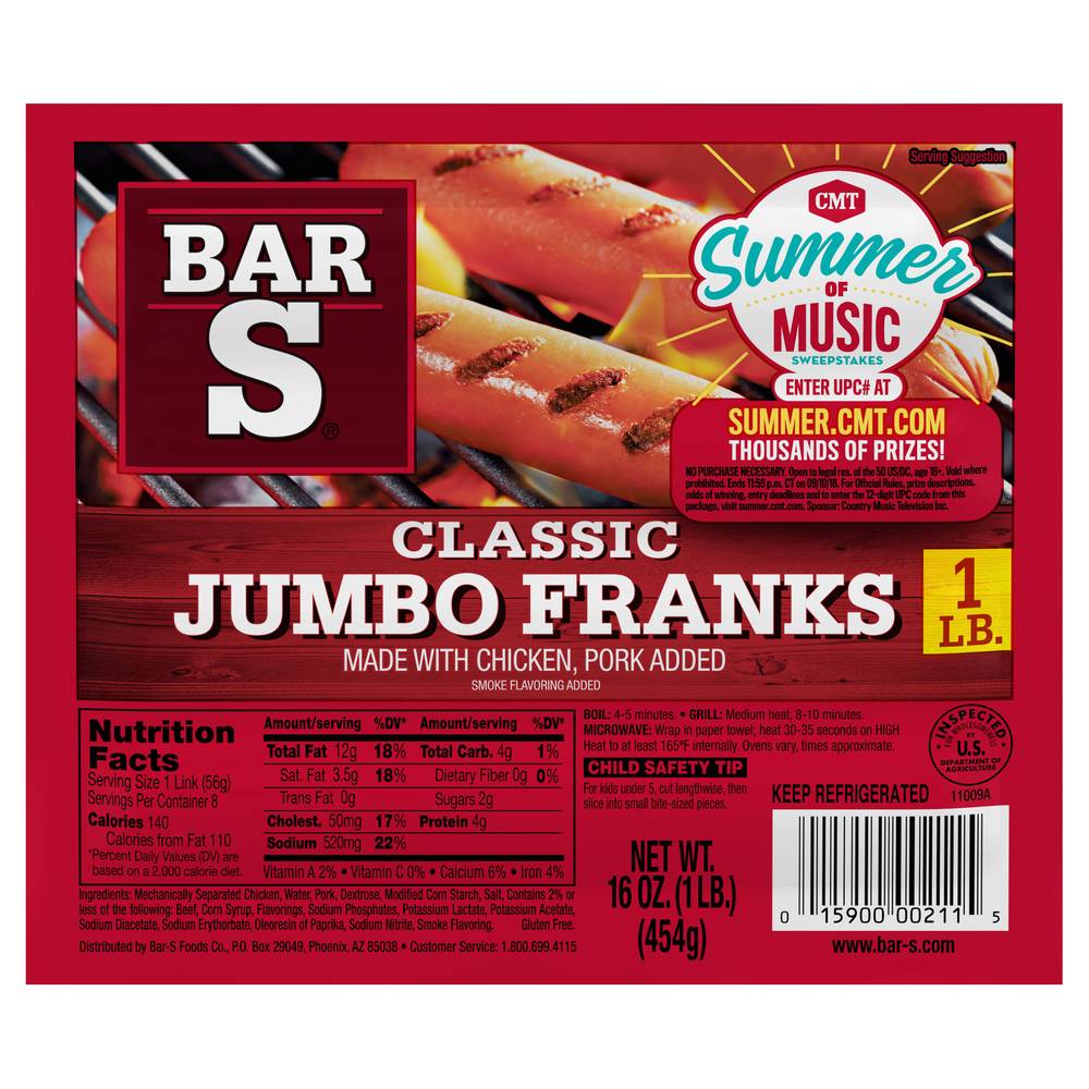 Bar-S Classic Jumbo Franks Hot Dogs