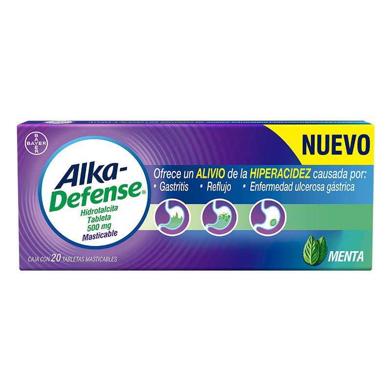 Bayer alka-defense hidrotalcita tabletas 500 mg (20 un) (Menta)