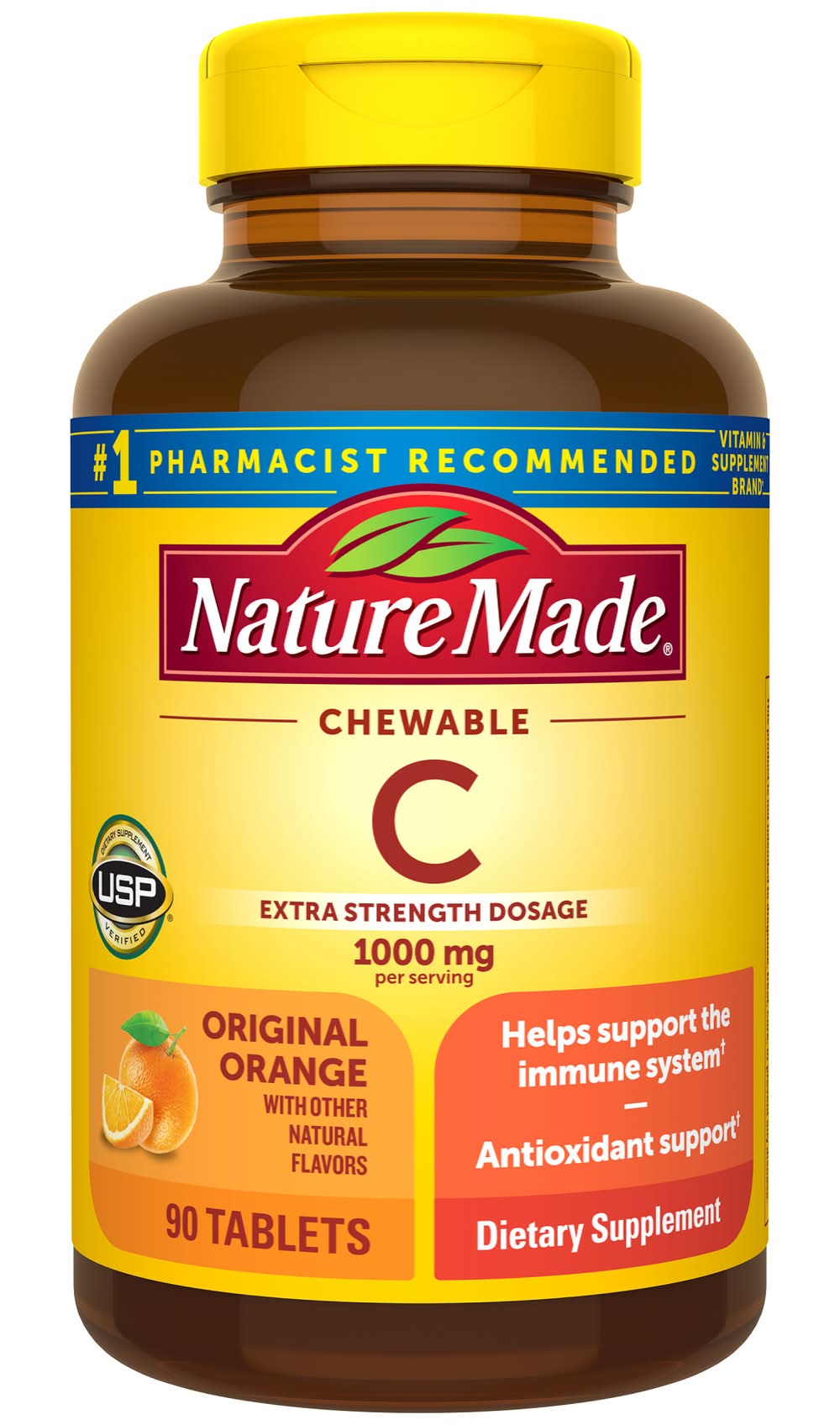Nature Made Extra Strength Chewable Orange Vitamin C 1000 mg Tablets (8 oz)