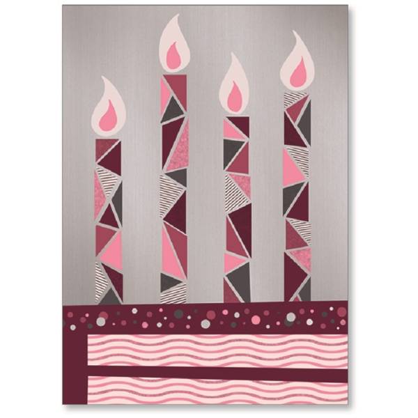 Viabella Birthday Greeting Card With Envelope Four Candles 5" X 7"