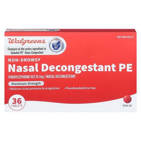 Walgreens Wal-Phed Pe Nasal Decongestant Tablets Pseudoephedrine Free (36ct)