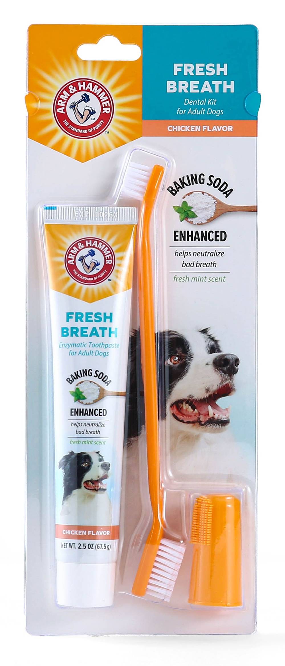 Arm & Hammer Fresh Breath Dental Kit For Adult Dogs, Chicken (2.5 oz)