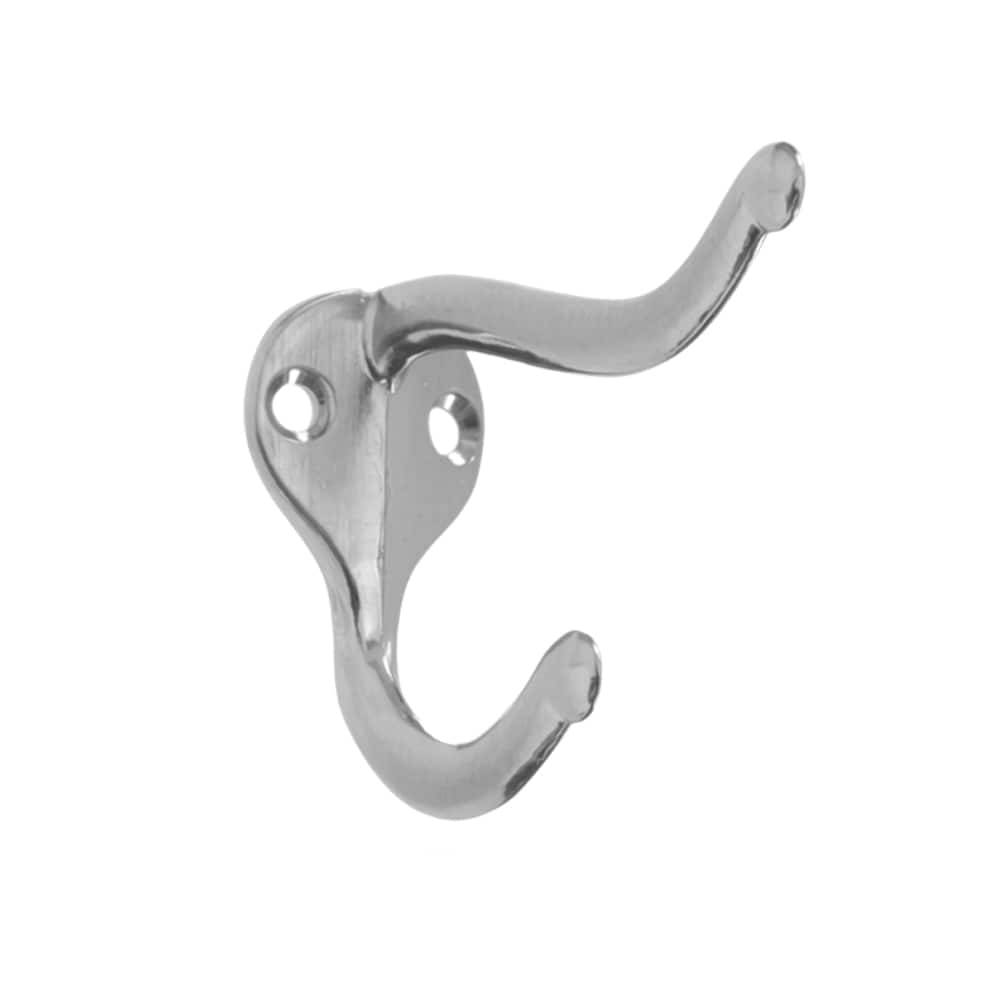 RELIABILT 2-Hook 1.08-in x 1.57-in H Satin Nickel Decorative Wall Hook (30-lb Capacity) | 605700