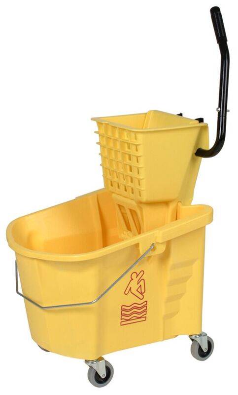 Continental - 35 Qt Splash Guard Mop Bucket/Wringer Combo, Yellow (1 Unit per Case)