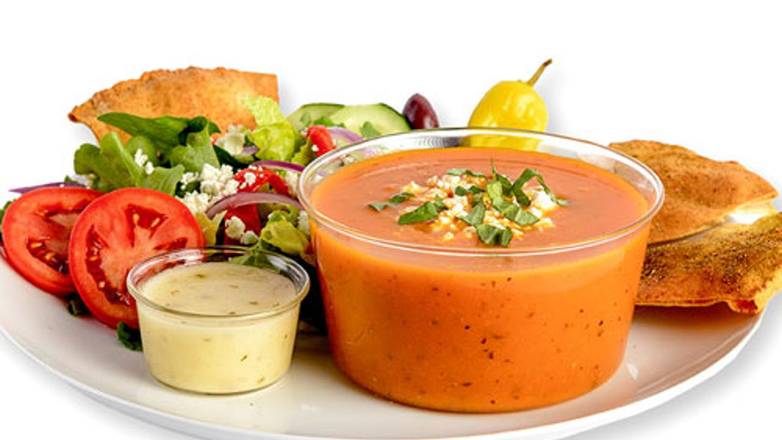 Tomato Basil Soup w/ Greek Salad