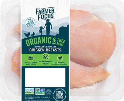 Farmer Focus Organic Chicken Breasts Boneless Skinless - 1 Lb