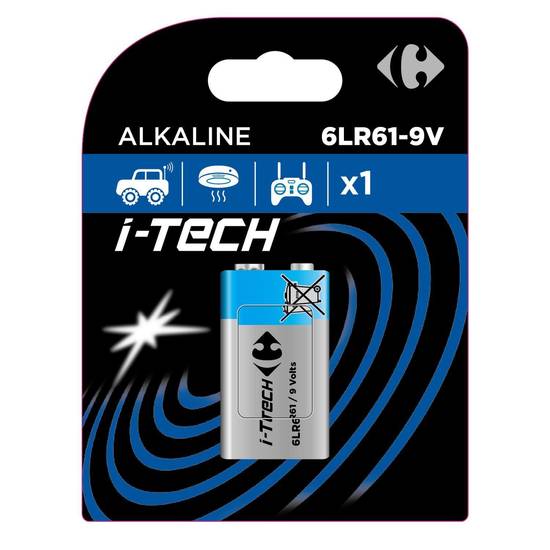 Carrefour - Pile alcaline 9v/6Lr61 i-tech