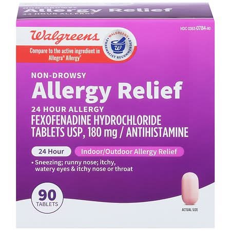 Walgreens Wal-Fex 24 Hour Allergy Relief Fexofenadine Hydrochloride Tablets (4.64 oz)