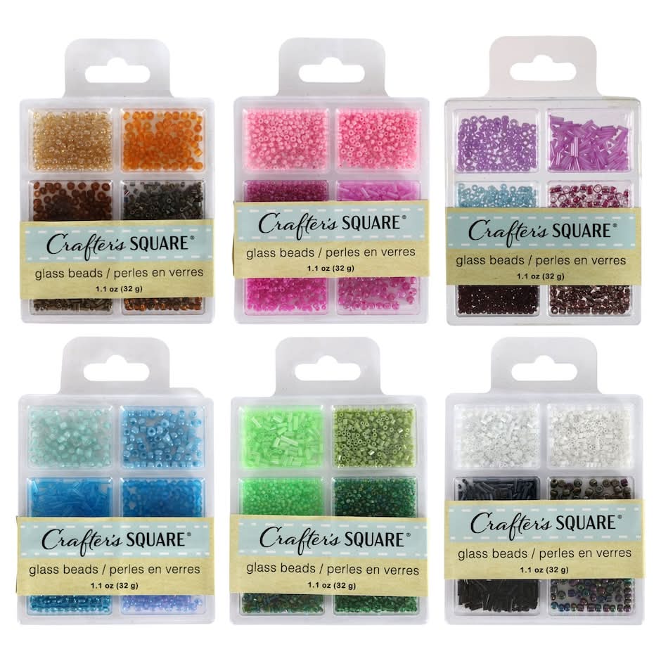 Crafter's Square Glass Bead Sets, Assorted (6 x 1.1 oz)