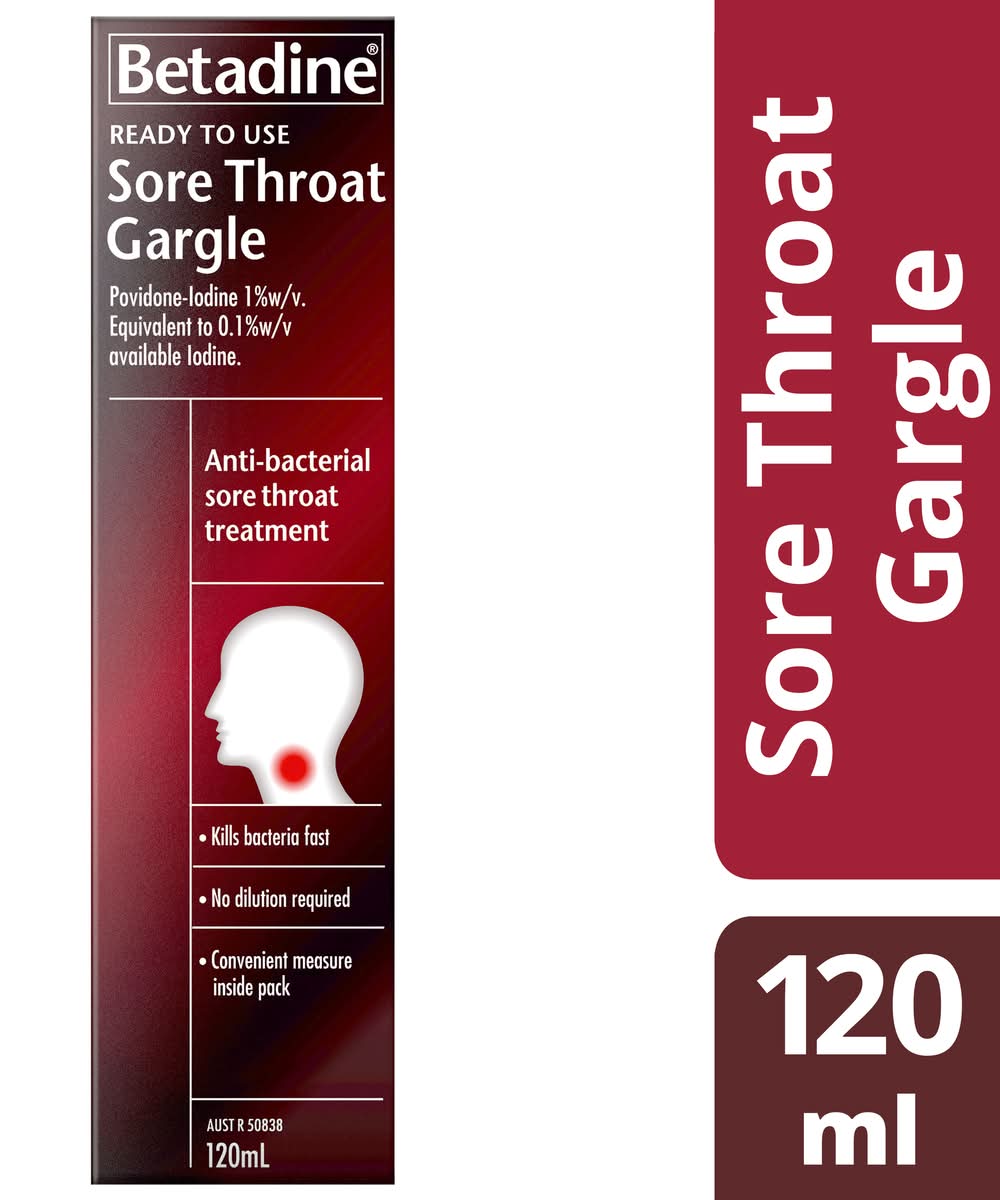 Betadine Anti Bacterial Sore Throat Gargle (120mL)