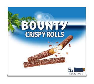 Bounty Milk Chocolate & Coconut Crispy Rolls Bars Multipack (5 x 117g)