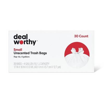 Dealworthy Small Flap Tie Trash Bags (30 ct)