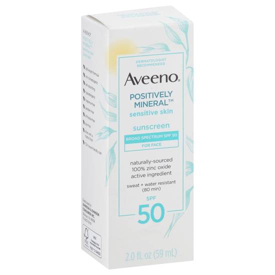 Aveeno Positively Mineral Sensitive Face Sunscreen Spf 50