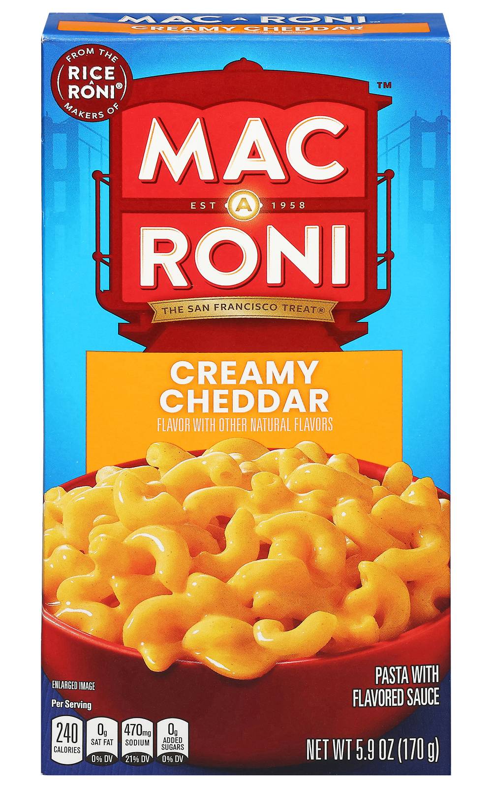 Mac-A-Roni Pasta With Flavored Sauce, Creamy Cheddar (5.9 oz)