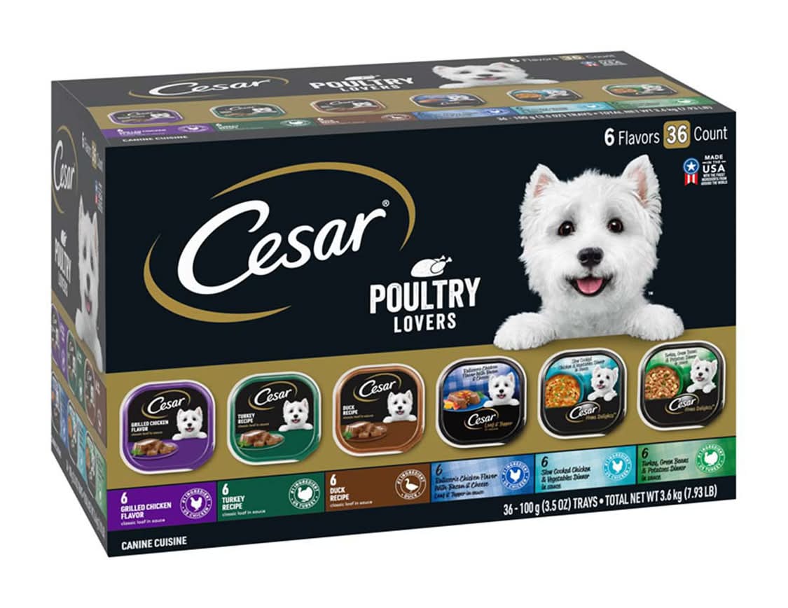 Cesar Loaf In Sauce Adult Wet Dog Food Beef And Chicken Flavors Variety Pack (24) 3.5 Oz. Trays