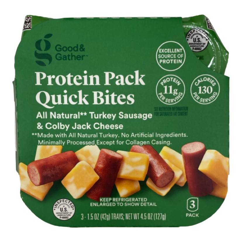 Good & Gather Protein pack Quick Bites, Colby Jack Cheese-Turkey Sausage (3 x 1.5 oz)