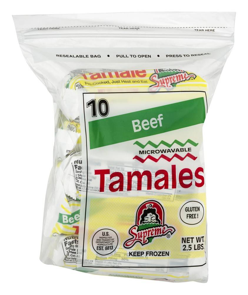 Supreme Microwavable Beef Tamales Gluten Free (2.5 lbs, 10 ct)