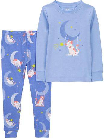 Carter''s Child of Mine Baby and Toddler Girls'' Cat 2-Piece Pajama Set (Color: Blue, Size: 3T)