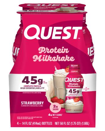 Quest Protein Milkshake Drink, Strawberry (4 x 14 fl oz)