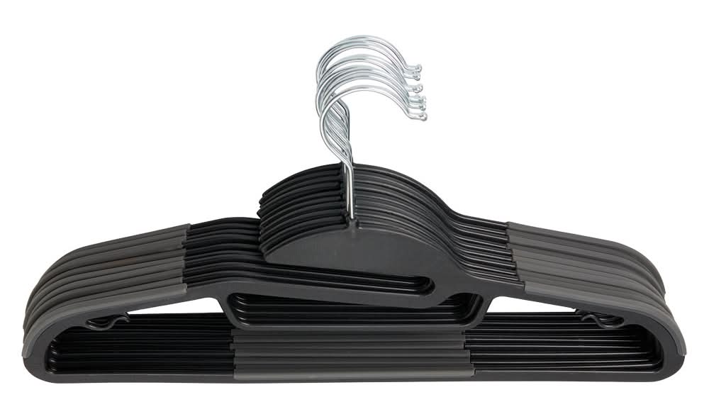 Kirkton House No Stretch Hangers, Black (10 ct)