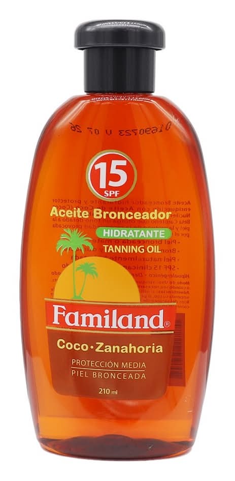 Aceite Bronceador Familand Coco Zanahoria FPS 15 210 mL